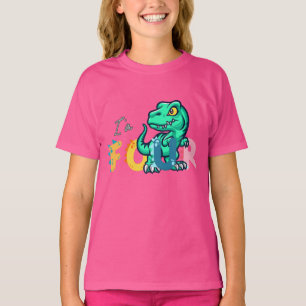 Dino Rex I'm 4 Birthday girl four Back to school T-Shirt