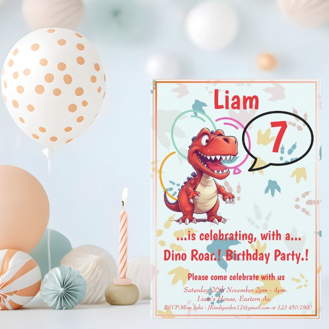 Dino Roar Birthday Party  Invitation (Dino Roar Birthday)