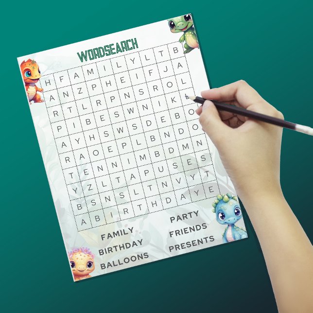 Dino Roar Wordsearch Party Game Sheet (Creator Uploaded)