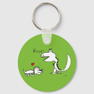 Dino Roaring, Red Heart, Your Special Keychain