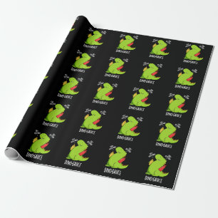 Dino-Sauce Funny Dinosaur Pun Dark BG Wrapping Paper