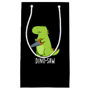 Dino-saw Funny Dinosaur Tool Pun Dark BG Small Gift Bag