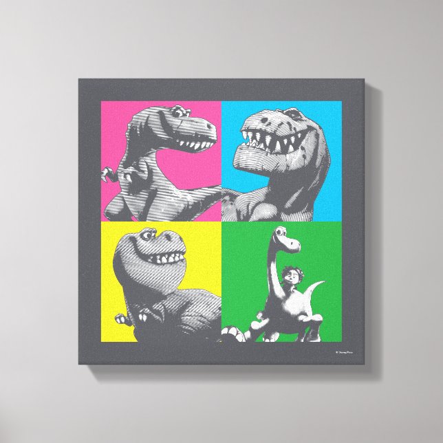 Dino Silhouette Four Square Canvas Print (Front)
