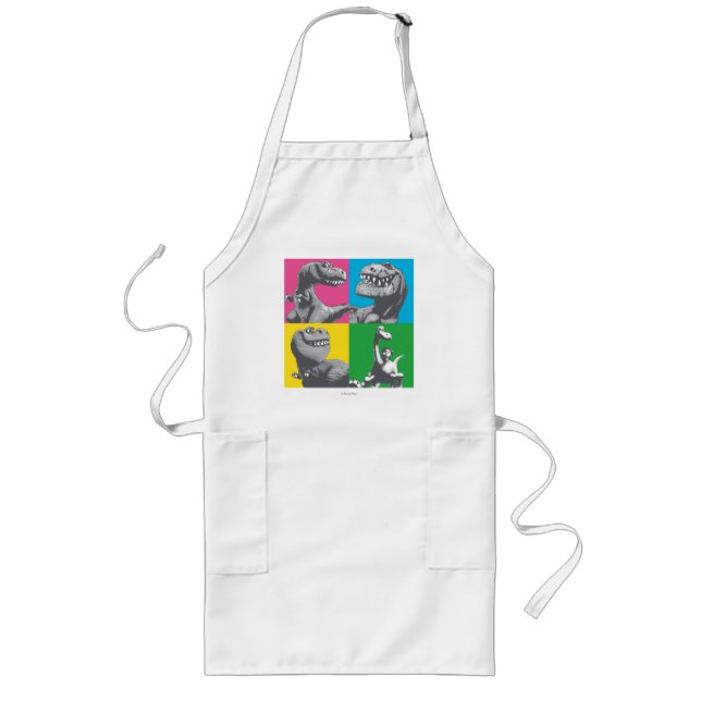Dino Silhouette Four Square Long Apron (Front)