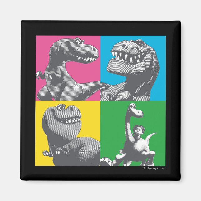 Dino Silhouette Four Square Magnet (Front)