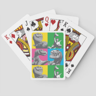 Dino Silhouette Four Square Playing Cards