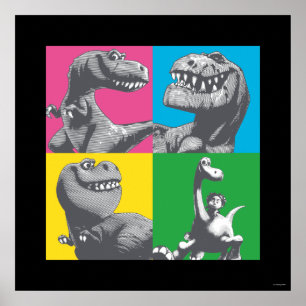Dino Silhouette Four Square Poster