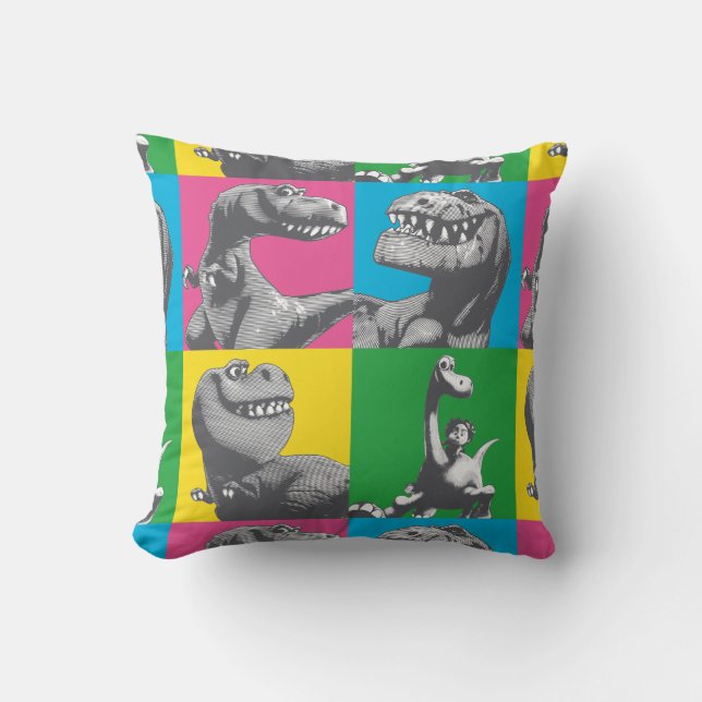 Dino Silhouette Four Square Throw Pillow (Front)