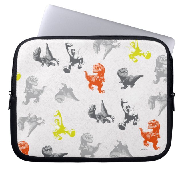 Dino Silhouette Pattern Laptop Sleeve (Front)