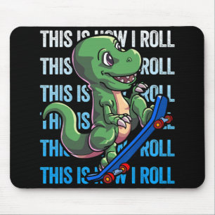 Dino Skateboarding Shirt Kids Boys Skateboarding D Mouse Pad