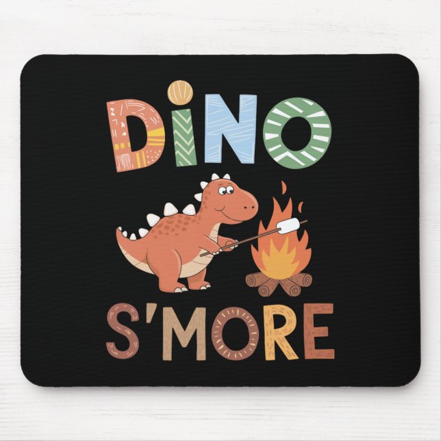 Dino S'more Dinosaur Trex Camping Smores Kawaii S' Mouse Pad (Front)