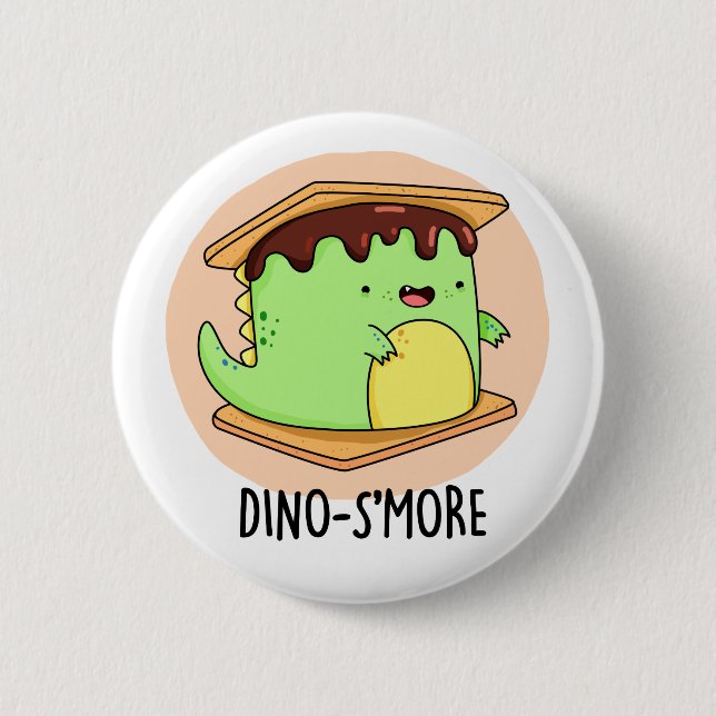 Dino-smore Funny Dinosaur Smore Pun  2 Inch Round Button (Front)