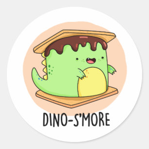 Dino-smore Funny Dinosaur Smore Pun  Classic Round Sticker