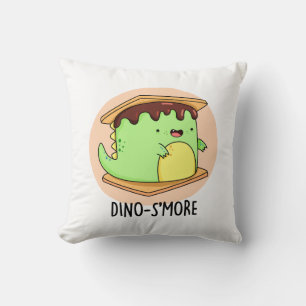 Dino-smore Funny Dinosaur Smore Pun  Throw Pillow