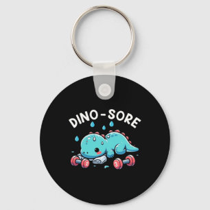 Dino-sore Cute Dinosaur Workout Gym Fitness Motiva Keychain