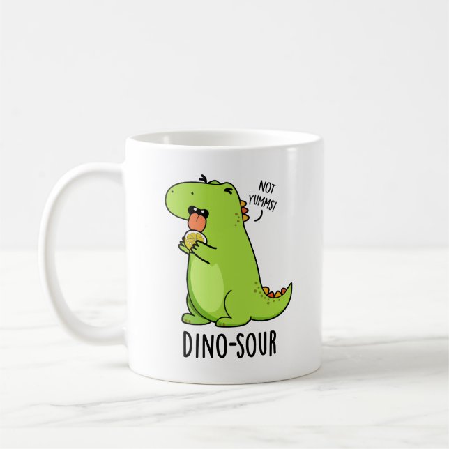 Dino-sour Funny Dinosaur Pun  Coffee Mug (Left)