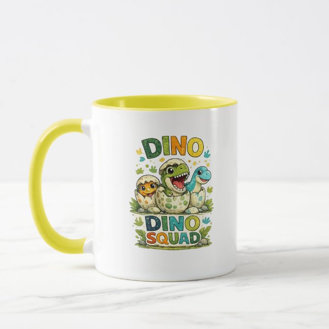 Dino Squad Cute Baby Dinosaur Coffee Mug (Left)