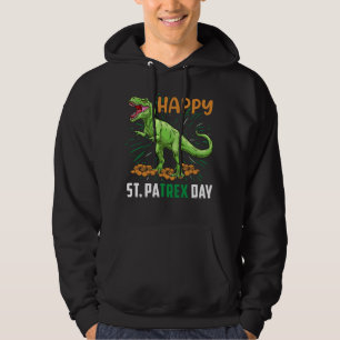 Dino St Patricks Day Funny Kids Toddler Boys Girls Hoodie