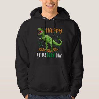Dino St Patricks Day Funny Kids Toddler Boys Girls Hoodie