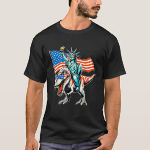 Dino Statue Of Liberty 4th Of July Boys American F T-Shirt