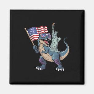 Dino Statue Of Liberty 4th Of July Funny Boys Amer Magnet