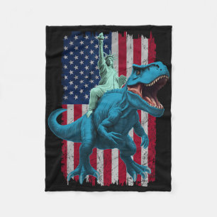 Dino Statue Of Liberty 4th Of July Shirt Boys Amer Fleece Blanket