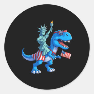 Dino Statue Of Liberty 4th Of July Trex American F Classic Round Sticker