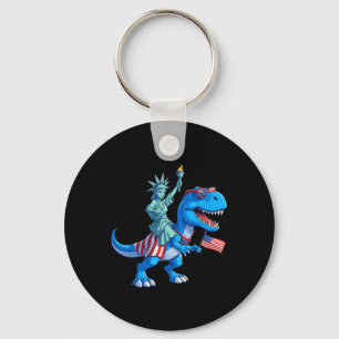Dino Statue Of Liberty 4th Of July Trex American F Keychain