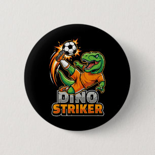Dino Striker T-rex Soccer Kick Funny Dinosaur Spor 2 Inch Round Button