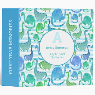 Dino Stripe Watercolor Dinosaurs Personalized Binder