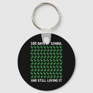 Dino Student Boys Kids Gift Happy 100 Days Of Scho Keychain