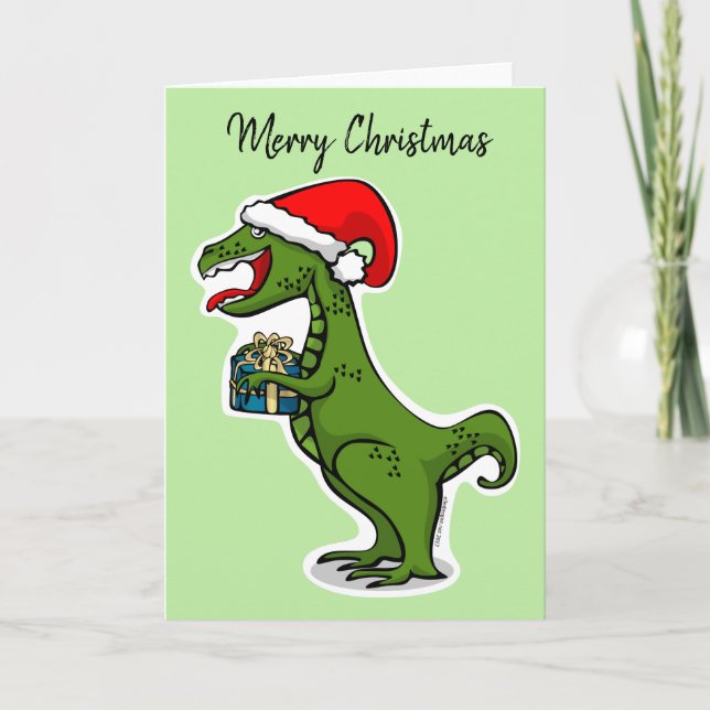 Dino T-rex Christmas Holiday Card (Front)