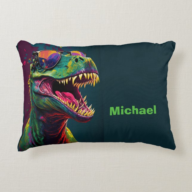 Dino T Rex cute pre historic Accent Pillow (Front)