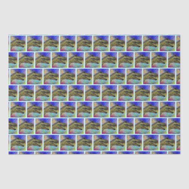 Dino T-Rex Dinosaur Head | Colourful Background Tissue Paper (Front)
