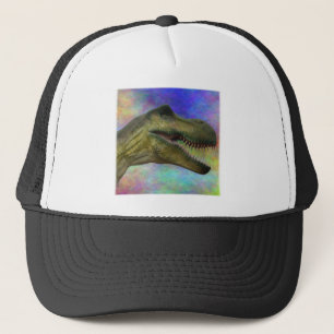 Dino T-Rex Dinosaur Head on Colourful Background Trucker Hat
