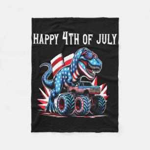 Dino T-rex Shirt For Boys 4th Of July Shirt Americ Fleece Blanket