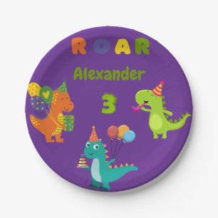 Dino-tastic 3-year old Birthday Party  Paper Plate
