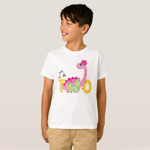 Dino TRex  I'm 2 Birthday boys two Back to school T-Shirt