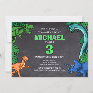 Dino Trex Jurassic Boy Dinosaur Birthday Invitation