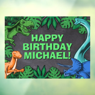 Dino Trex Jurassic Boy Dinosaur Birthday Window Cling