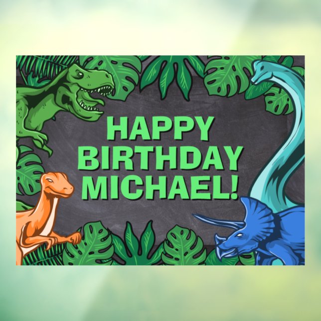 Dino Trex Jurassic Boy Dinosaur Birthday Window Cling (Sheet 3)