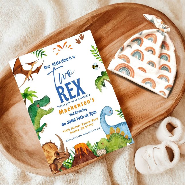 Dino Two rex 2nd boy Dinosaur birthday party Invitation (Creator Uploaded)