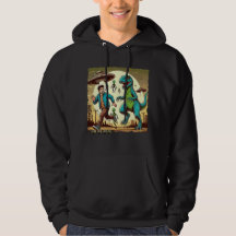 Dino UFO Selfie: Vintage Panic (Men's Hoodie)