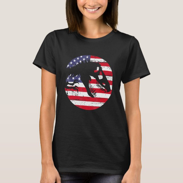 Dino USA Flag Patriotic Dinosaur Rex 4th Of July T-Shirt (Front)