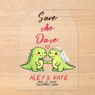 Dino Wedding Save the Date Acrylic Invitations