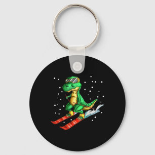 Dino With Ski Goggles Skier Dinosaur T-rex Skiing  Keychain