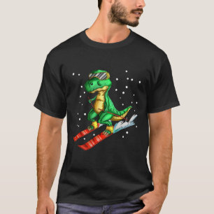 Dino With Ski Goggles Skier Dinosaur T-rex Skiing  T-Shirt