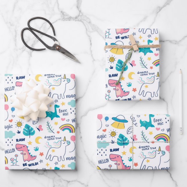 Dino  wrapping paper sheet (Front)