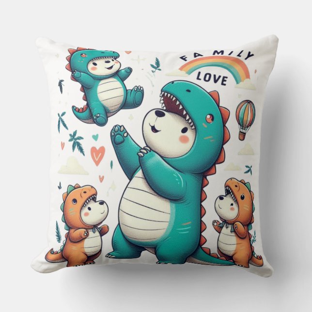DinoBear Bond   Throw Pillow (Front)