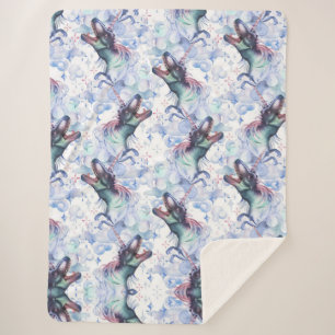 Dinocorn Clouds   Mystical Unicorn Horned Dinosaur Sherpa Blanket